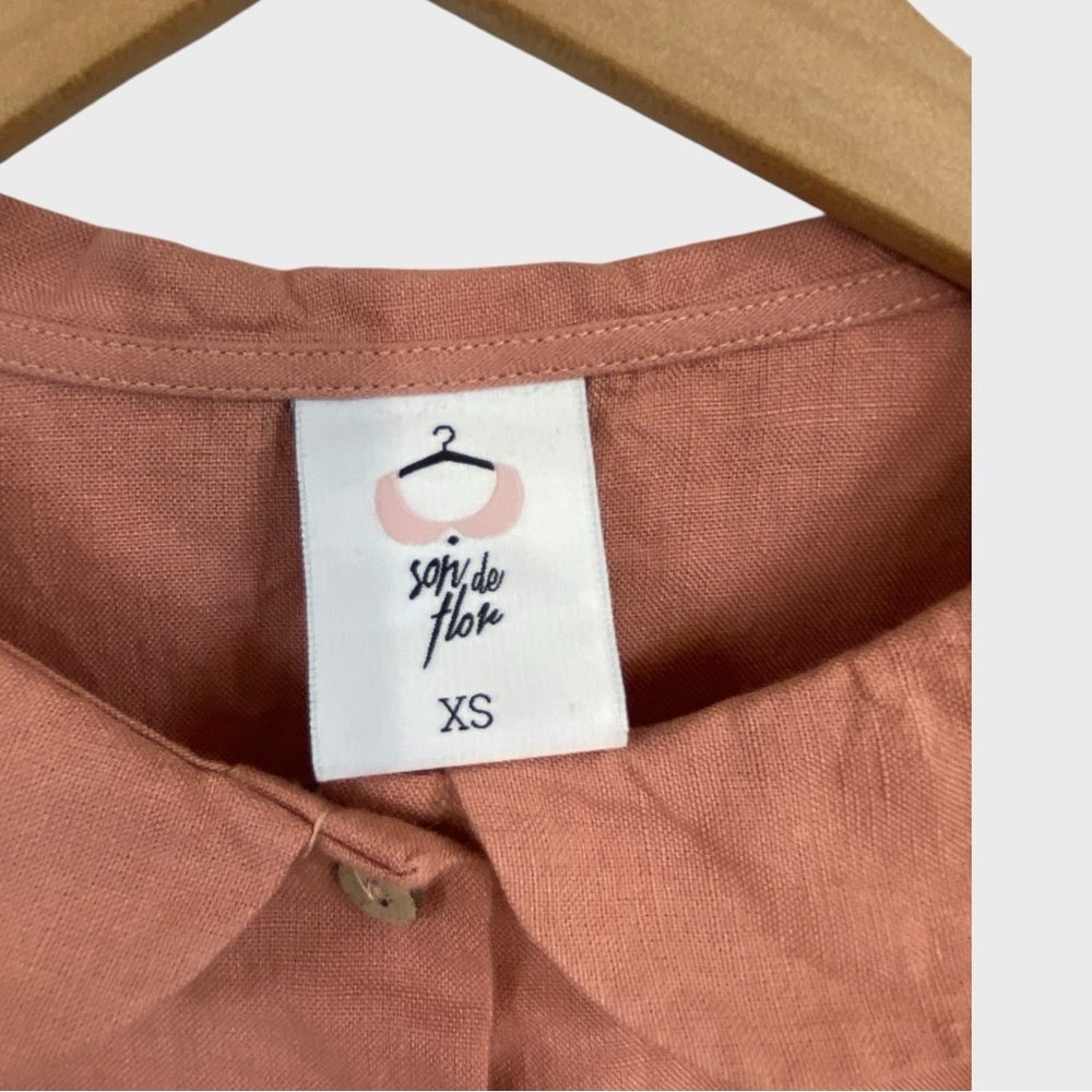 Son de Flor Vintage Pink Linen Classic Mini Dress Size XS - Picture 8 of 11